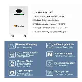 51.2V 400ah powerwall 20kwh lithium battery